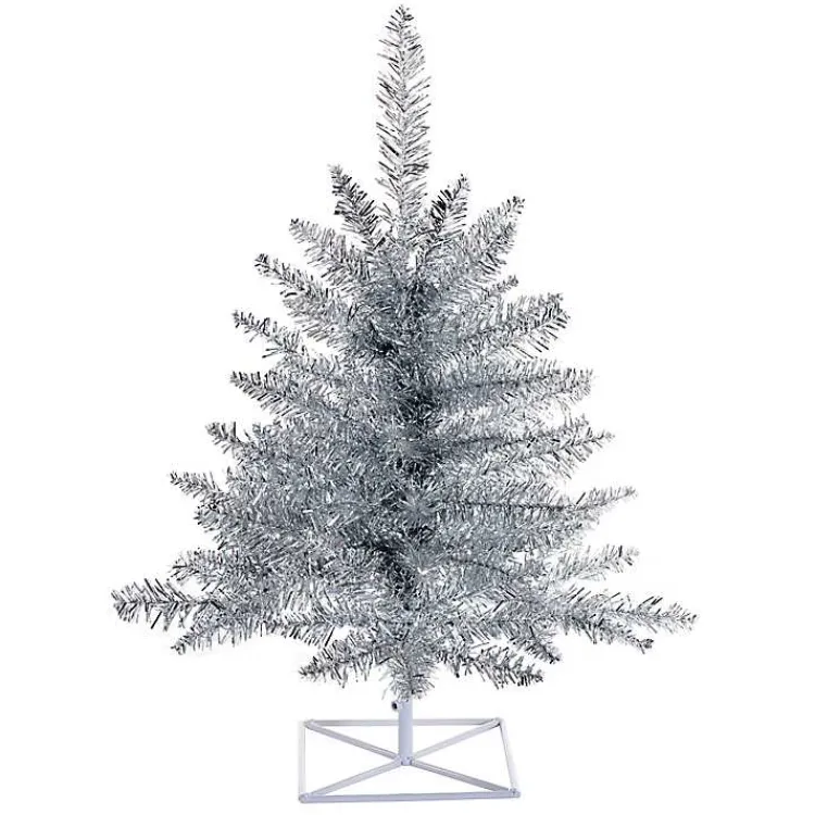 Christmas Arrangements & Garland>Kirklands Home 2 ft. Tinsel Christmas Tree Silver
