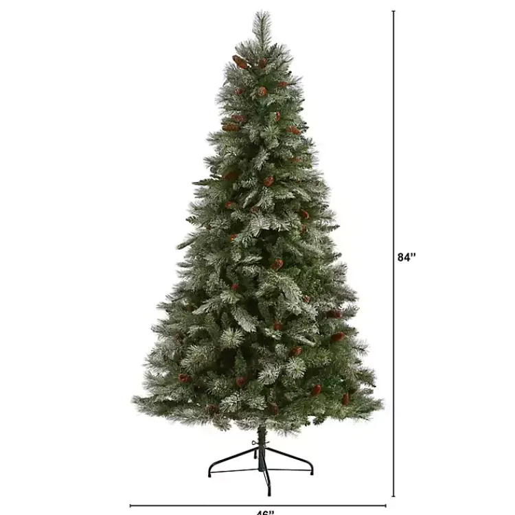 Christmas Trees>Kirklands Home 7 ft. Snowy Pine & Pinecones Christmas Tree