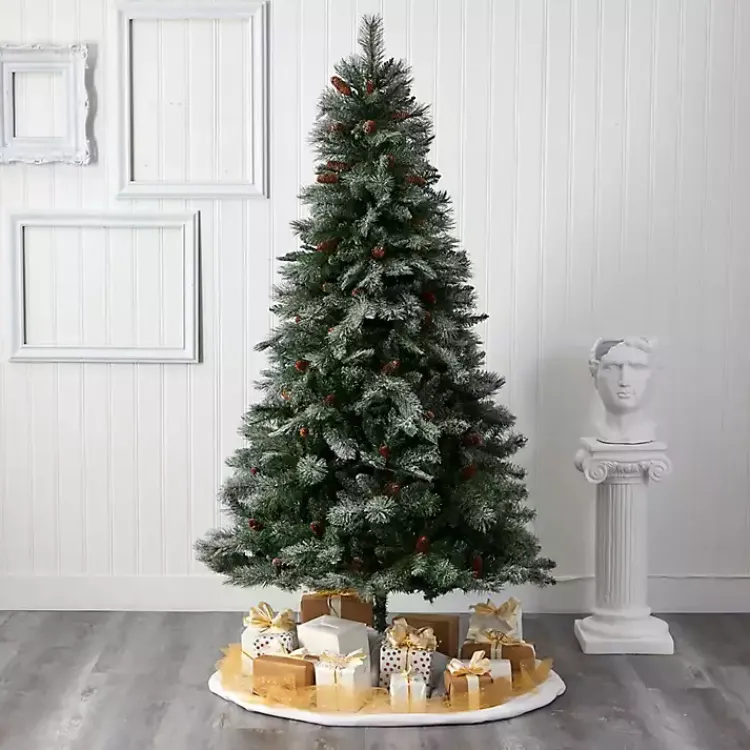 Christmas Trees>Kirklands Home 7 ft. Snowy Pine & Pinecones Christmas Tree