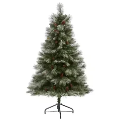 Christmas Trees>Kirklands Home 5 ft. Snowy Pine & Pinecones Christmas Tree