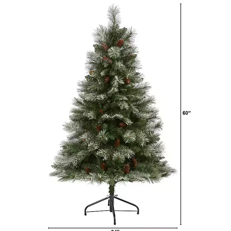 Christmas Trees>Kirklands Home 5 ft. Snowy Pine & Pinecones Christmas Tree