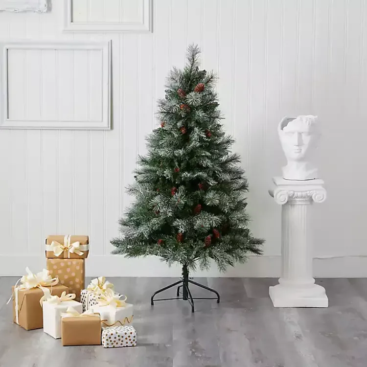 Christmas Trees>Kirklands Home 5 ft. Snowy Pine & Pinecones Christmas Tree