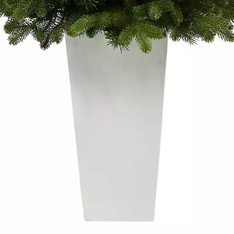 Christmas Arrangements & Garland>Kirklands Home 3.5 Lit Fir Christmas Tree in White Tower Planter