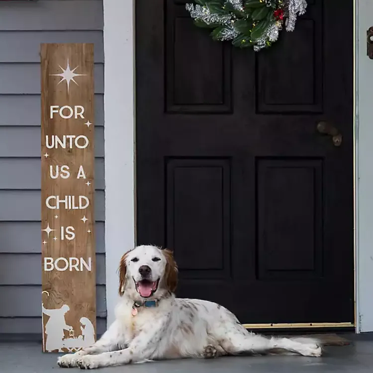 Outdoor Christmas Decorations>Kirklands Home A Child is Born Porch Board Brown