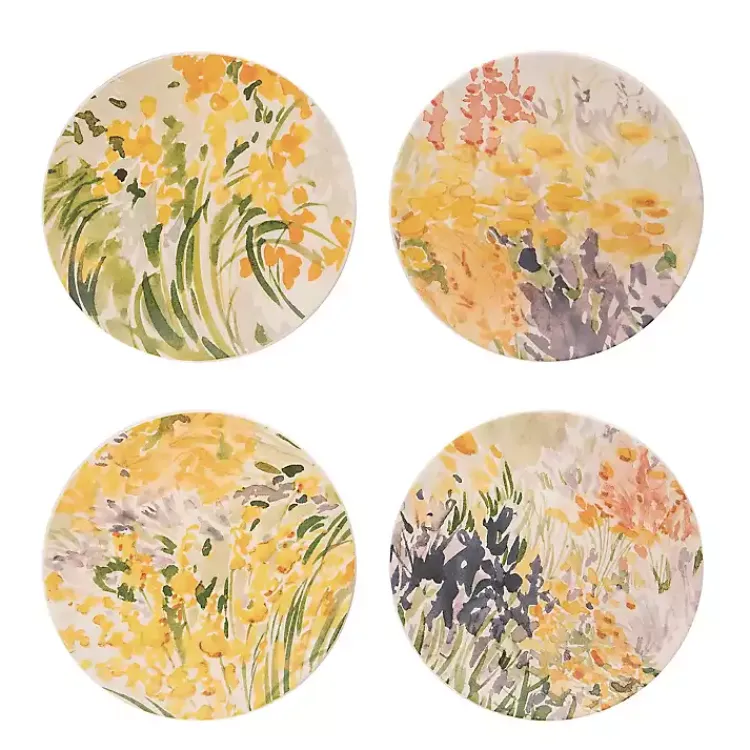 Kirklands Home Abstract Floral Appetizer Plates, Set of 4