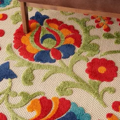 Kirklands Home Abstract Floral Outdoor Area Rug, 7x10 Multi Best