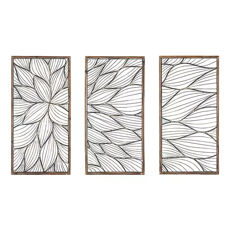 Kirklands Home Abstract Floral Panel Plaques, Set of 3 Brown Sale