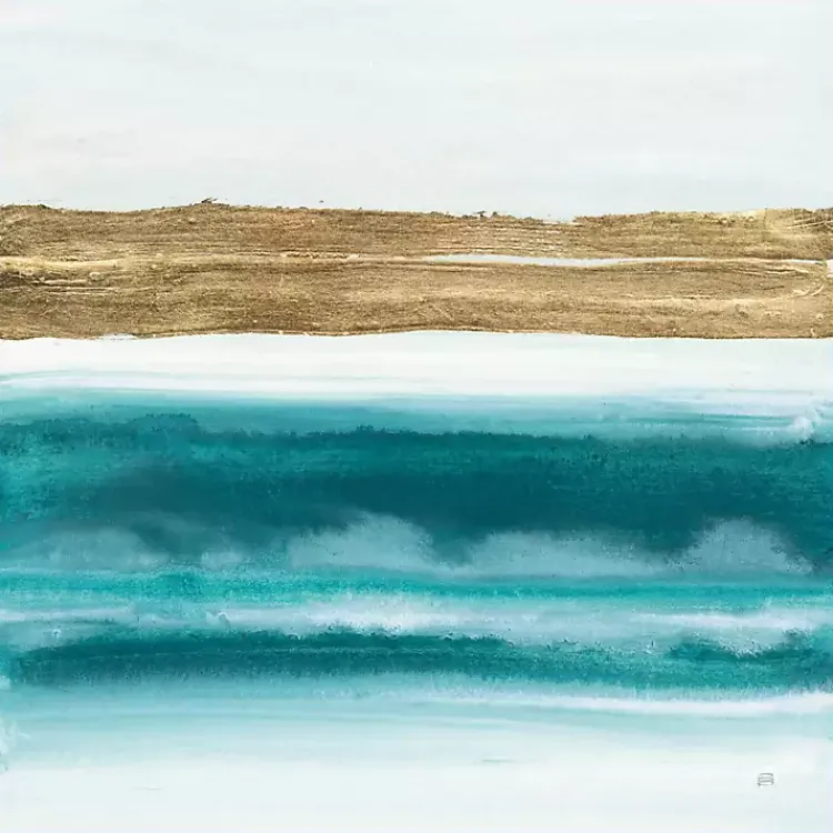 Kirklands Home Abstract Gold Emerald Beach III Canvas Art Print Outlet