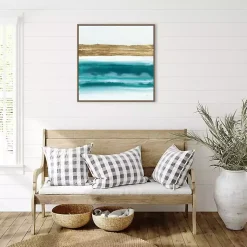 Kirklands Home Abstract Gold Emerald Beach III Canvas Art Print Outlet
