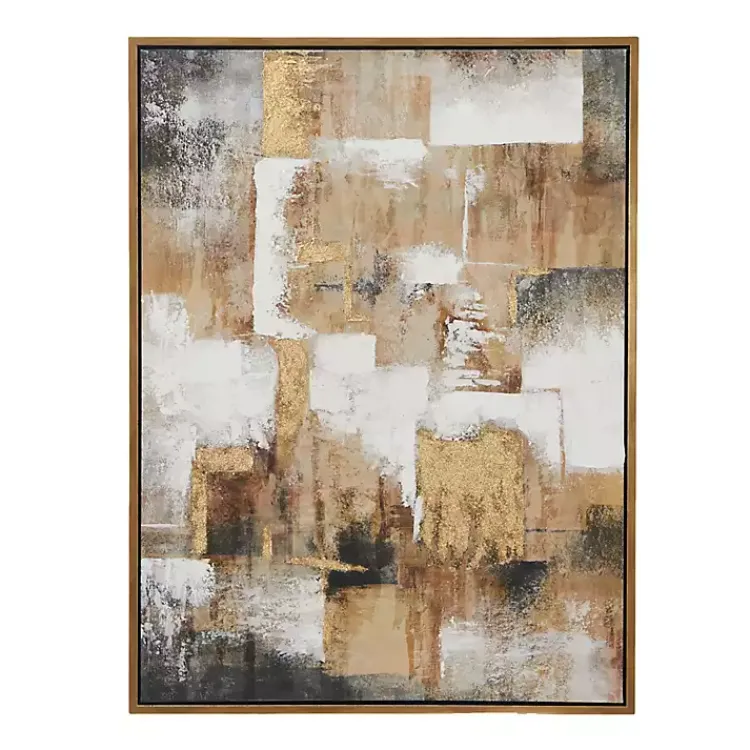 Kirklands Home Abstract Gold Framed Canvas Art Print Sale