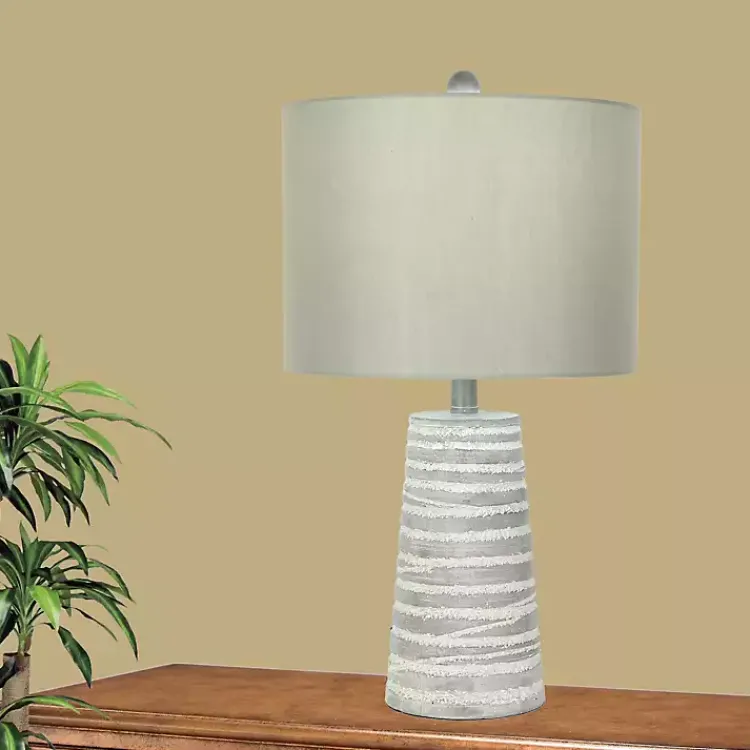 Kirklands Home Abstract Gray Ribbed Stripes Table Lamps, Set of 2 White Discount