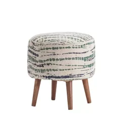 Kirklands Home Abstract Lines Wood Ottoman Stool Outlet