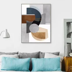 Kirklands Home Abstract Organic Shapes Framed Canvas Art Print Gray New