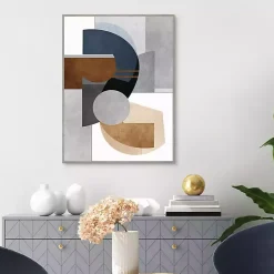 Kirklands Home Abstract Organic Shapes Framed Canvas Art Print Gray New