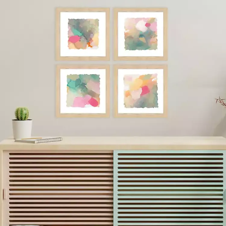 Kirklands Home Abstract Pastels Framed Art Prints, Set of 4 Multi Hot