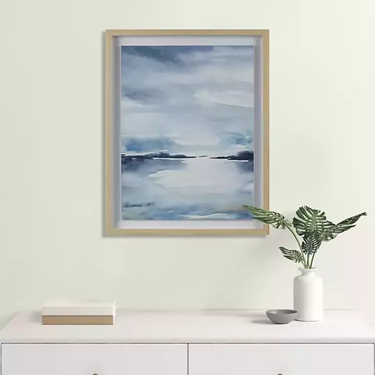 Kirklands Home Abstract Sparkling Sea Framed Wall Art Blue