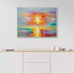 Kirklands Home Abstract Sunrise Framed Canvas Art Print Multi Discount
