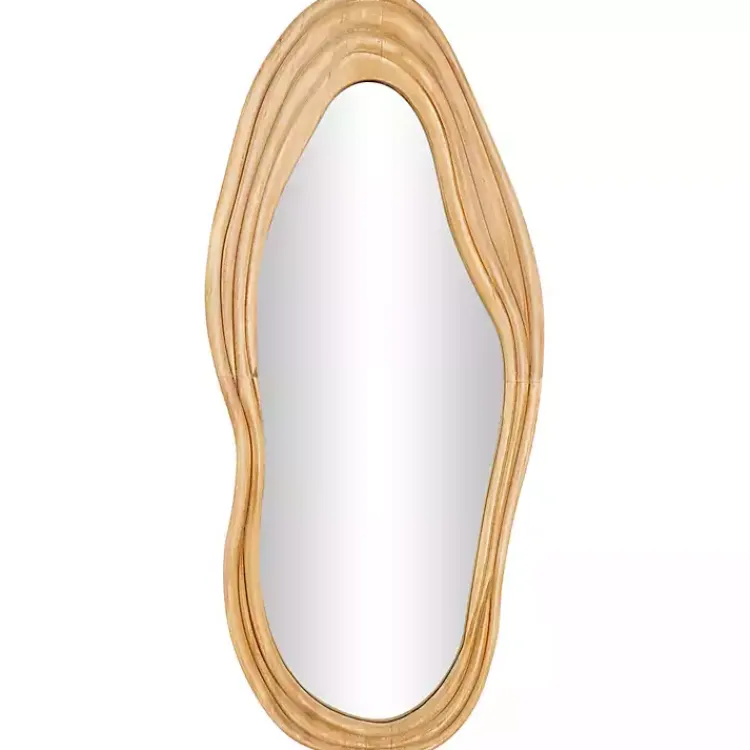 Kirklands Home Abstract Wavy Wood Wall Mirror New