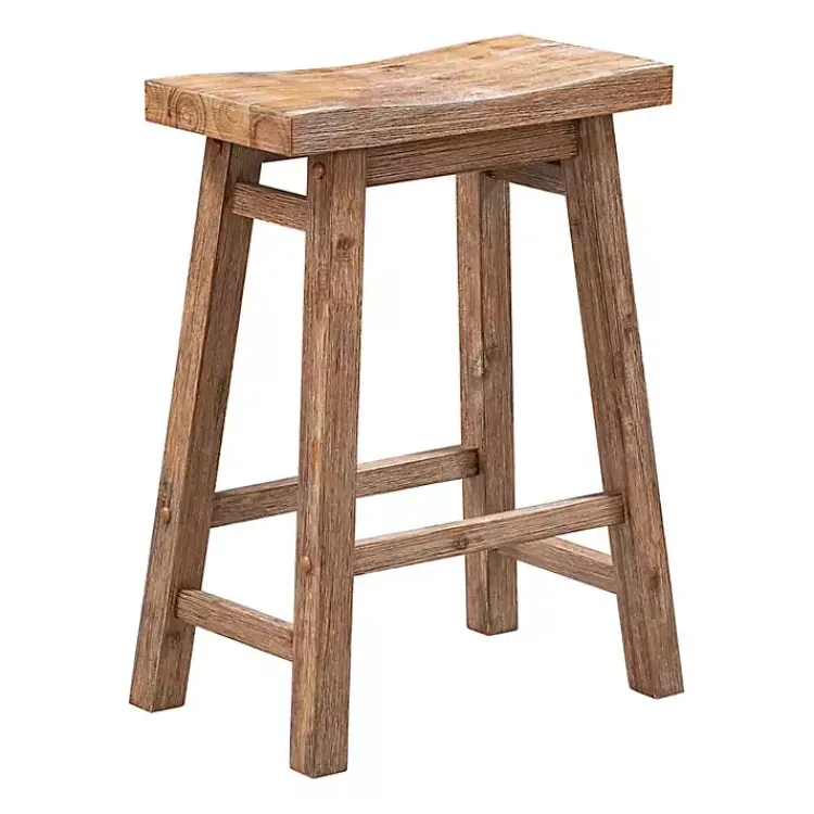 Kirklands Home Acacia Barnwood Saddle Counter Stools, Set of 2 Tan Hot