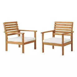 Kirklands Home Acacia White Cushioned Outdoor Chairs, Set of 2 Online