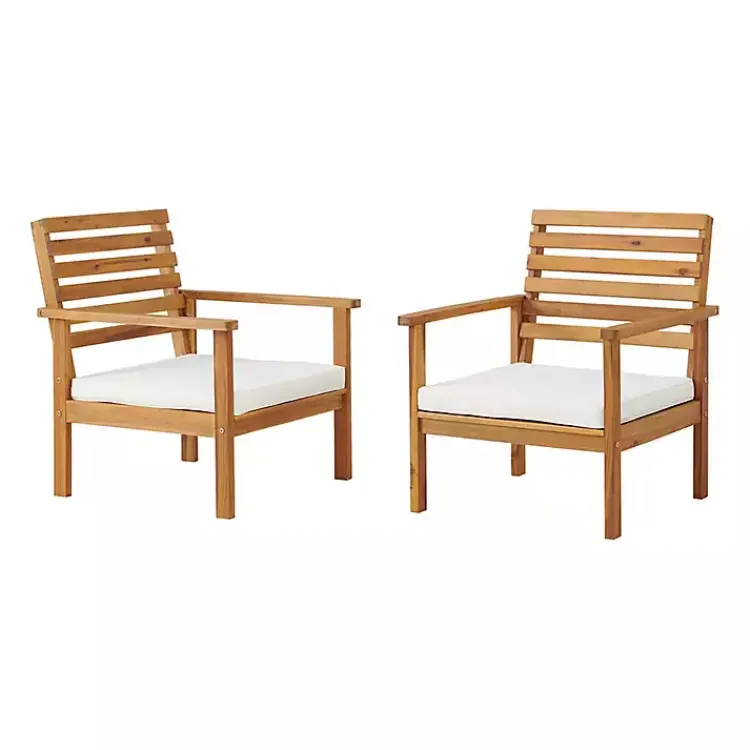 Kirklands Home Acacia White Cushioned Outdoor Chairs, Set of 2 Online