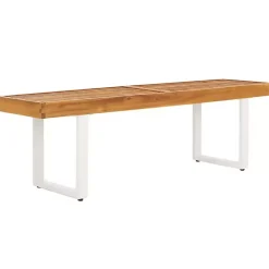 Kirklands Home Acacia Wood and Metal Monti Outdoor Bench White Online