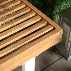 Kirklands Home Acacia Wood and Metal Monti Outdoor Bench White Online