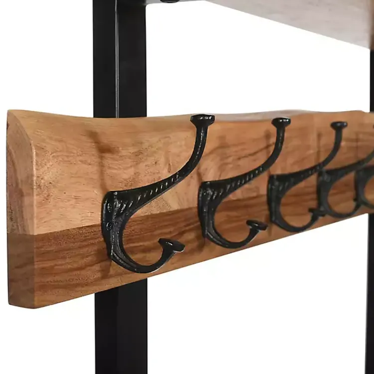 Kirklands Home Acacia Wood Modern Storage Hooks Hall Tree Sale