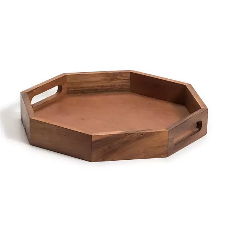 Kirklands Home Acacia Wood Octagon Serving Tray, 17 in. Brown Sale