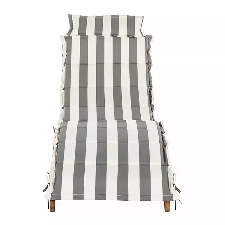 Kirklands Home Acacia Wood 3-pc. Chaise Set with Striped Cushions