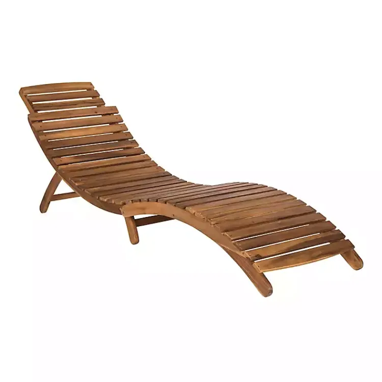 Kirklands Home Acacia Wood 3-pc. Chaise Set with Striped Cushions