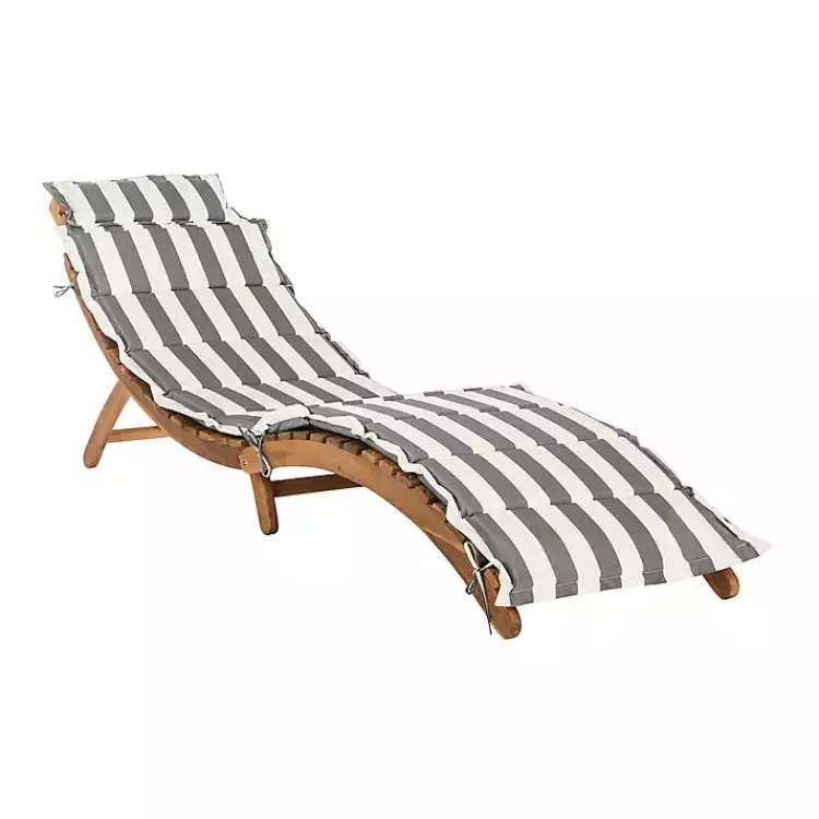 Kirklands Home Acacia Wood 3-pc. Chaise Set with Striped Cushions