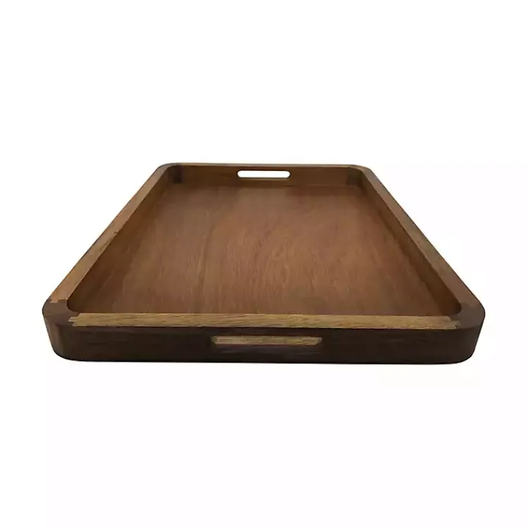 Kirklands Home Acacia Wood Rectangle Serving Tray with Handles Brown Online