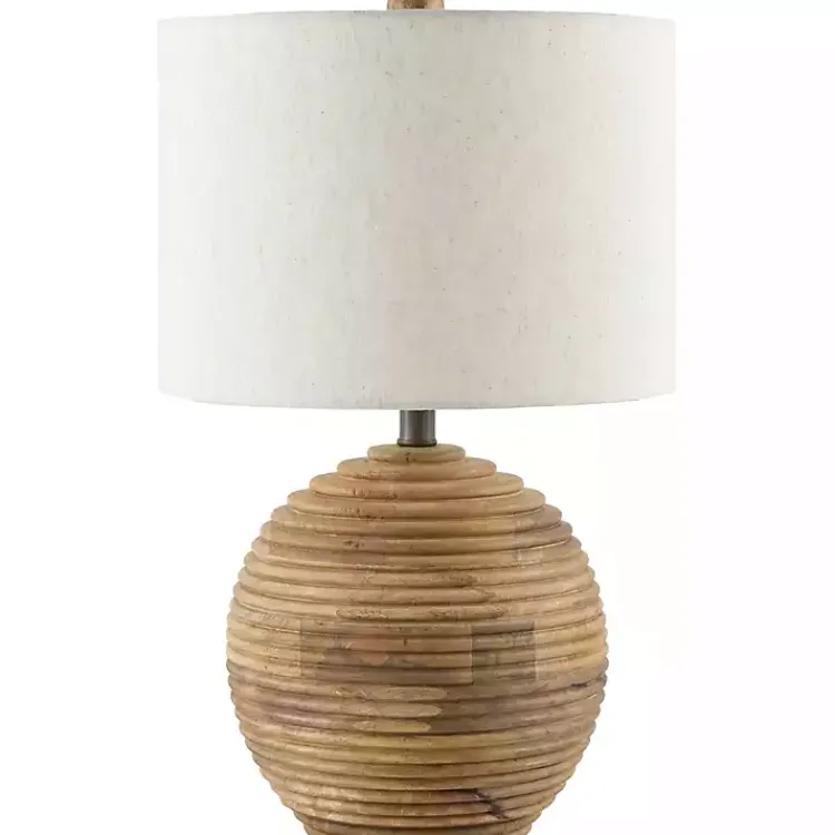 Kirklands Home Acacia Wood Ribbed Polo Table Lamp Ivory Online
