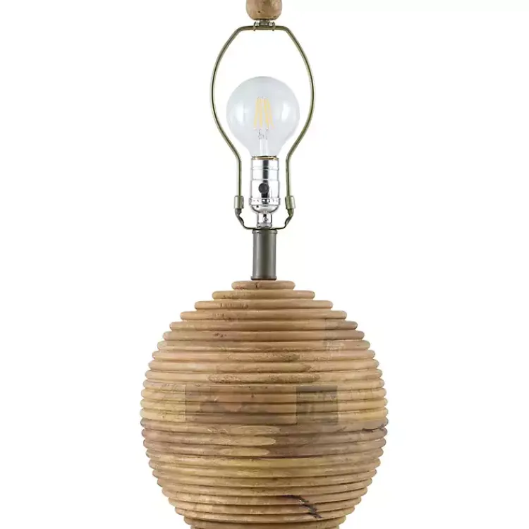 Kirklands Home Acacia Wood Ribbed Polo Table Lamp Ivory Online