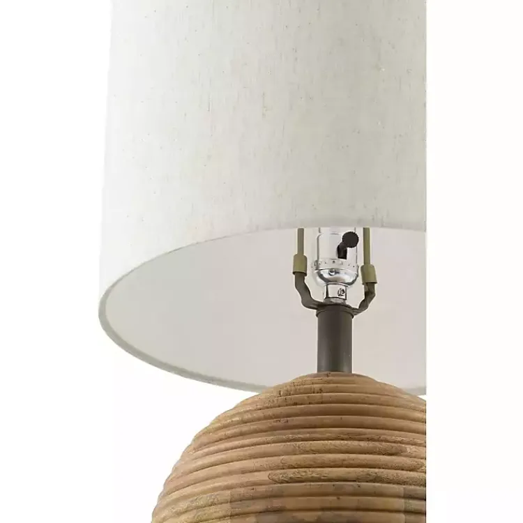 Kirklands Home Acacia Wood Ribbed Polo Table Lamp Ivory Online