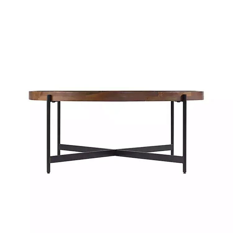 Kirklands Home Acacia Wood Round Tray Top Coffee Table Brown Online