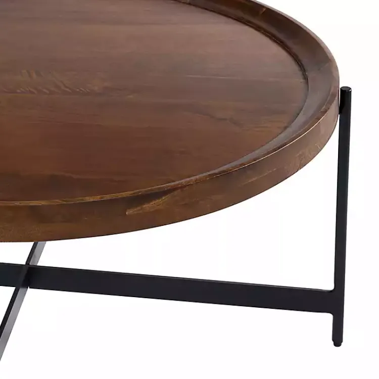 Kirklands Home Acacia Wood Round Tray Top Coffee Table Brown Online
