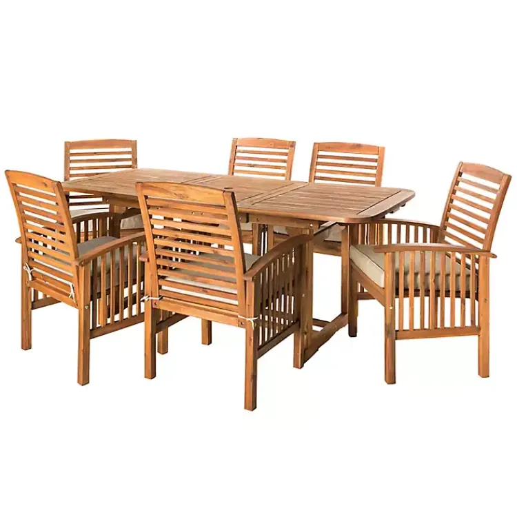 Kirklands Home Acacia Wood Slatted 7-pc. Outdoor Dining Set Brown