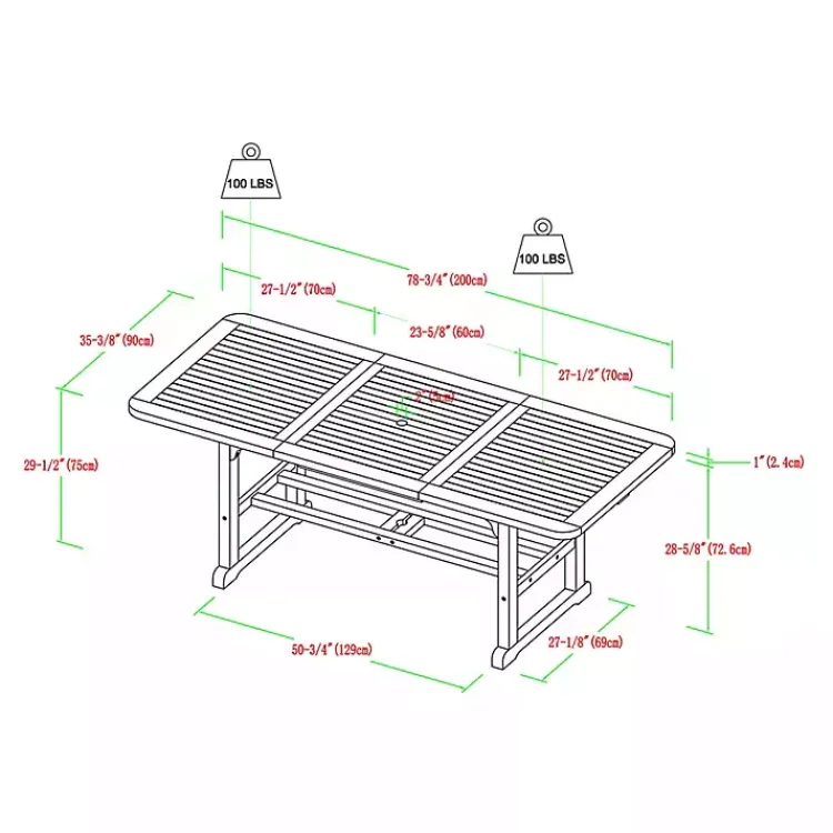 Kirklands Home Acacia Wood Slatted 7-pc. Outdoor Dining Set Brown