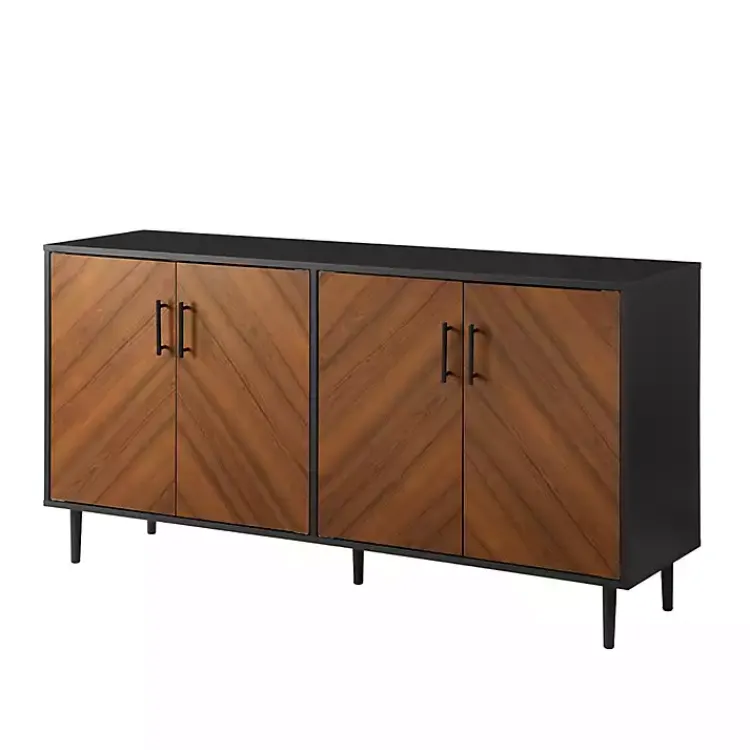 Kirklands Home Acorn and Black Chevron Door TV Stand Brown Clearance