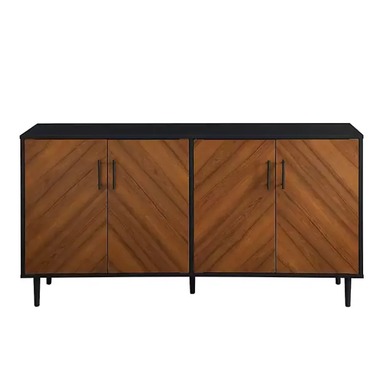 Kirklands Home Acorn and Black Chevron Door TV Stand Brown Clearance