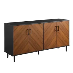 Kirklands Home Acorn and Black Chevron Door TV Stand Brown Clearance