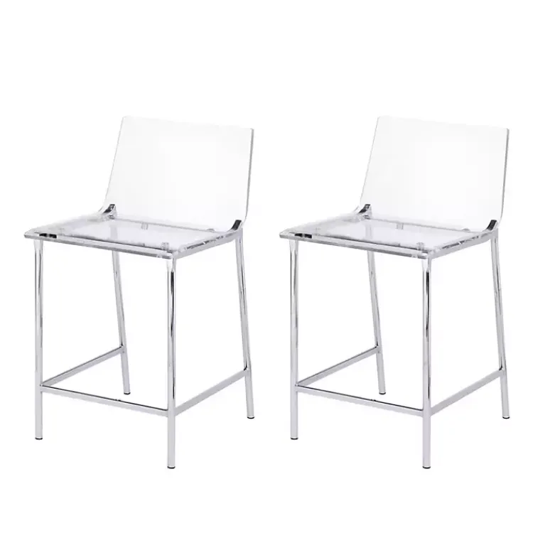 Kirklands Home Acrylic and Metal Counter Stools, Set of 2 Silver Clearance