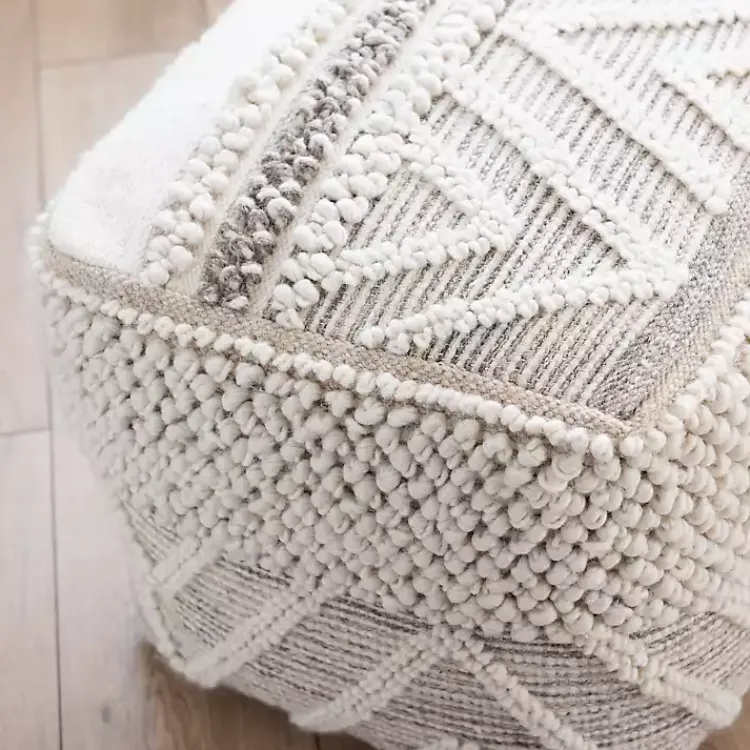 Poufs & Floor Cushions>Kirklands Home Adele Neutral Hand Knotted Pouf Ivory