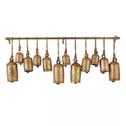 Decorative Accents>Kirklands Home Aged Round Bells Wall Plaque Gold