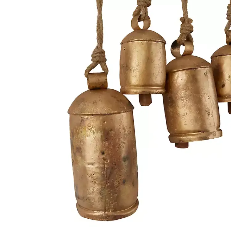 Decorative Accents>Kirklands Home Aged Round Bells Wall Plaque Gold