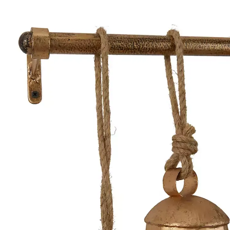 Decorative Accents>Kirklands Home Aged Round Bells Wall Plaque Gold