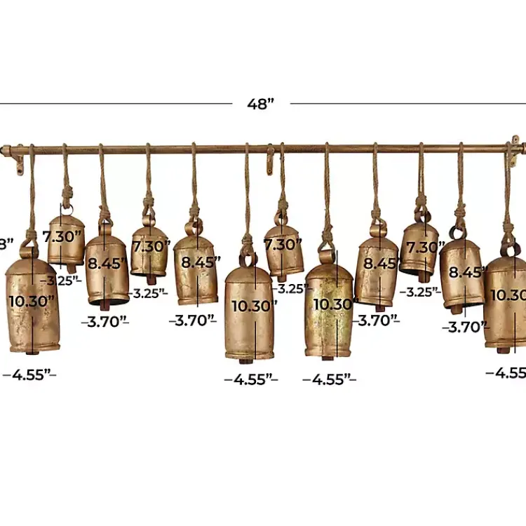 Decorative Accents>Kirklands Home Aged Round Bells Wall Plaque Gold