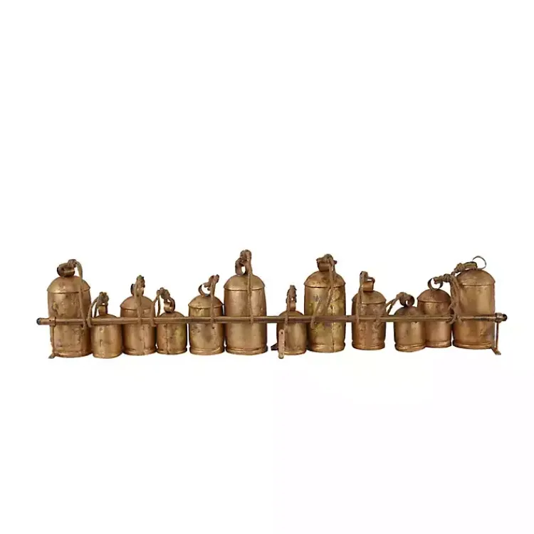 Decorative Accents>Kirklands Home Aged Round Bells Wall Plaque Gold